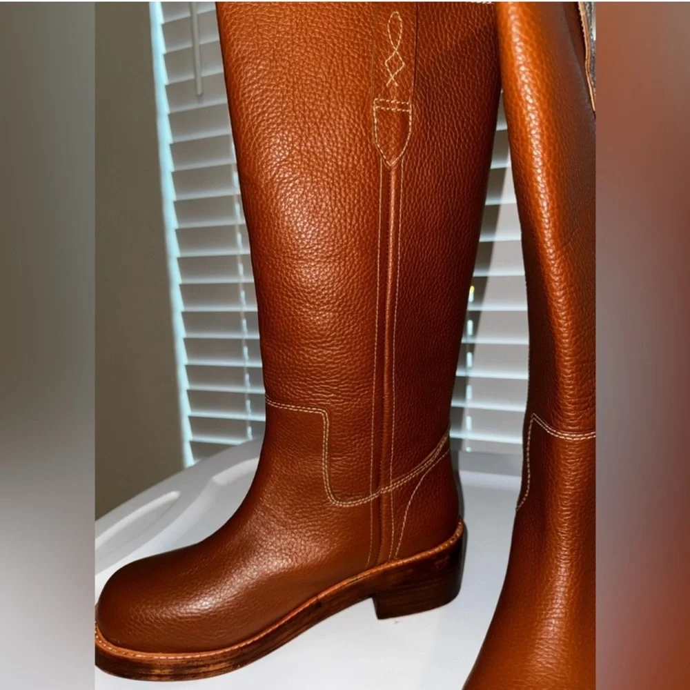 Free People Blaze Vintage Tan Pull On Knee Boots 7
